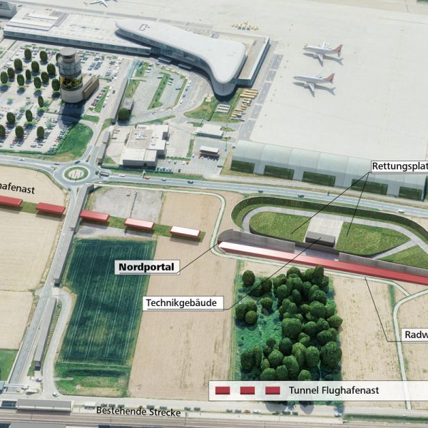 Unterflurtrasse Koralmbahn, Flughafen Graz 4