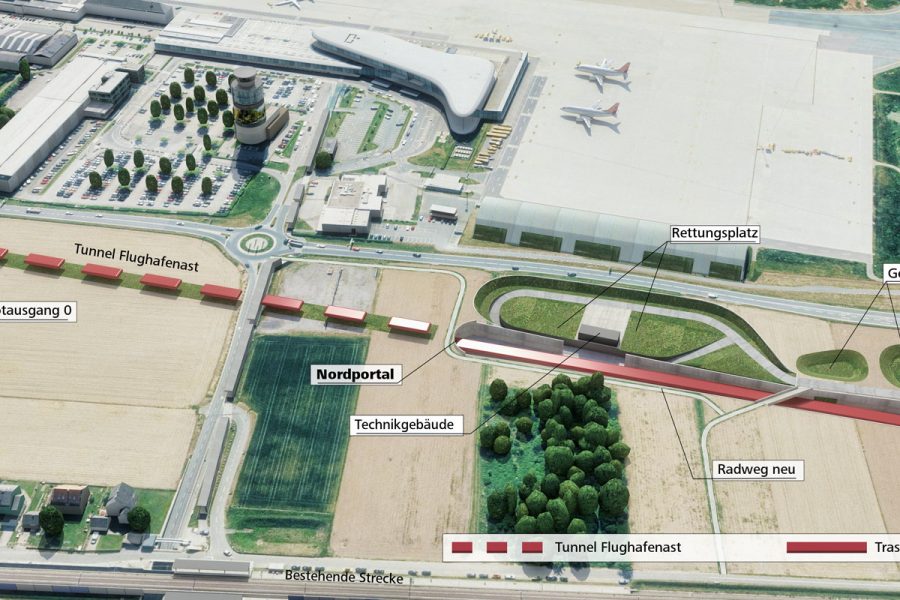 Unterflurtrasse Koralmbahn, Flughafen Graz 4