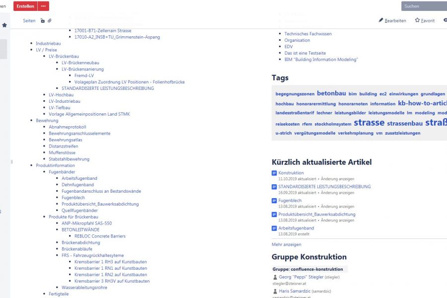 Screenshot der Eisner Ziviltechnik Wissensdatenbank
