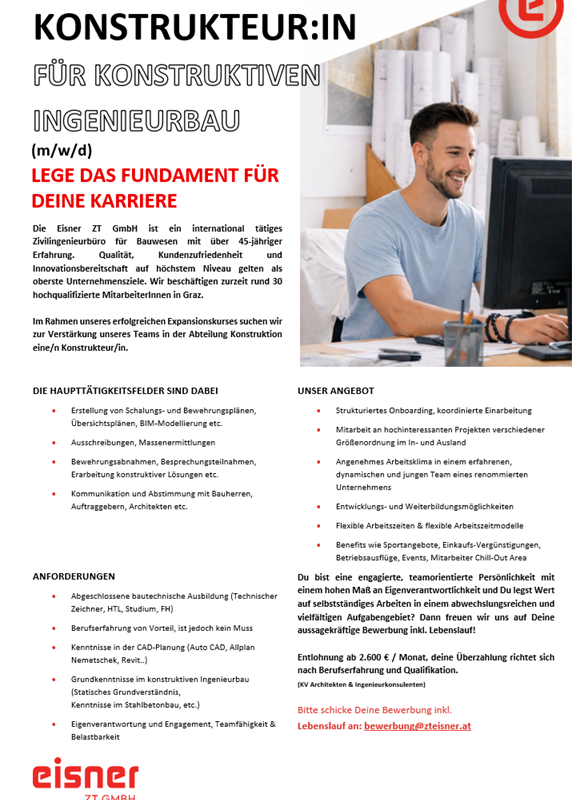 Konstrukteur/-in für konstruktiven Ingenieurbau (m/w/d)