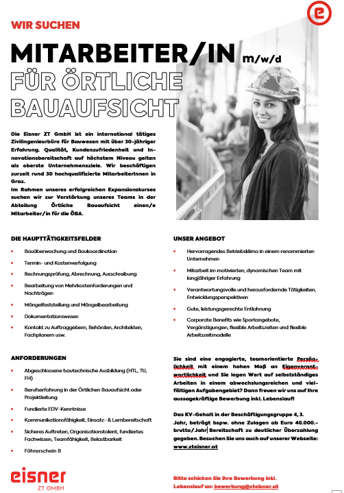 Mitarbeiter/in für die Örtliche Bauaufsicht m/w/d