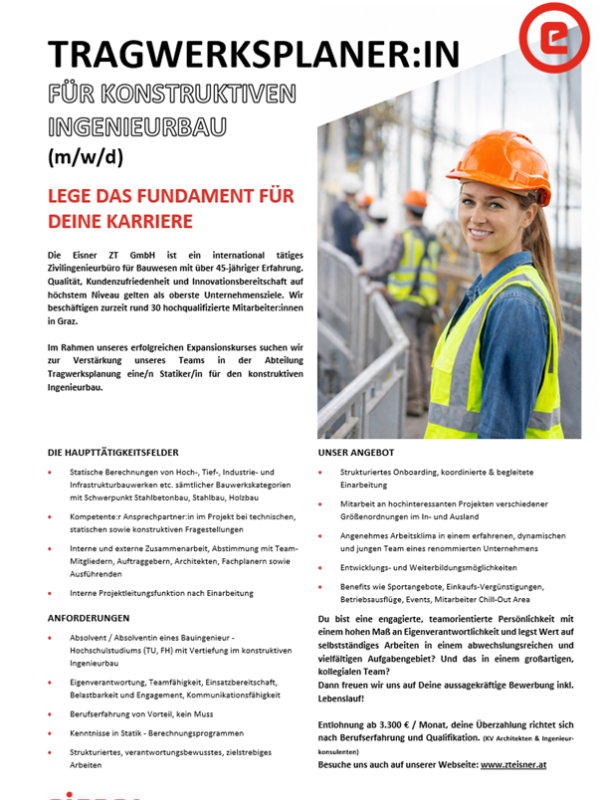 Tragwerksplaner/-in für konstruktiven Ingenieurbau (m/w/d) 3
